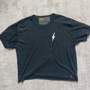 AVIATOR NATION Bolt Cropped Boyfriend Tee White and Black X-Large